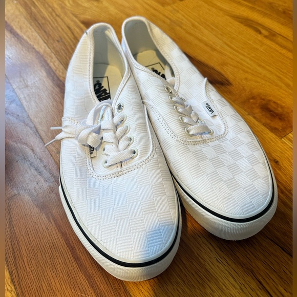 Platform White Checkered Vans W9.5 - Picture 1 of 4